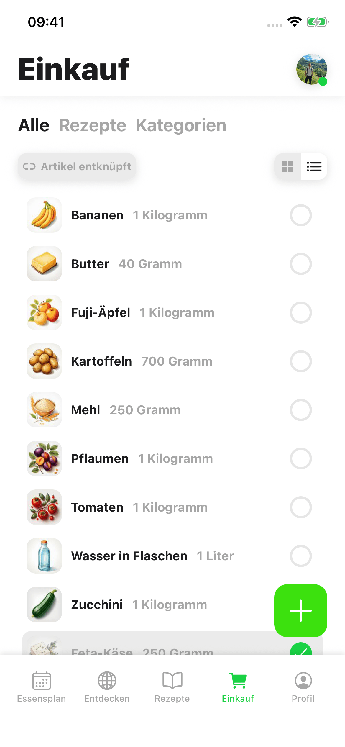 FamilyFood Einkaufsliste